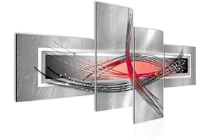 Runa Art Bild Modern Abstrakt - Made in Germany - Wandbilder Figuren Grau Rot 4 Teilig 103642b