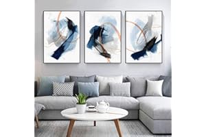 Yangxiaolei cuadros decoracion salon grandes modernos Lavado de tinta Abstracto Rojo Azul Geométrico cuadro lienzos laminas decorativos dormitorios pared 40x50cm(15.7x19.7inch) x3 Sin marco