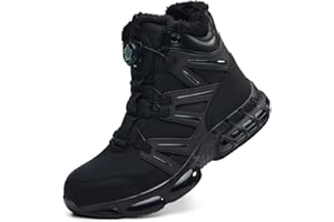 PAQOZKC Sicherheitsstiefel Herren Damen Winter Wasserdicht Arbeitsschuhe Hoch Leicht Sicherheitsschuhe Luftkissen Dämpfung Stahlkappenschuhe Warm Gefütterte 36-47 EU
