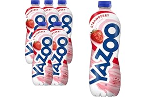 YAZOO Strawberry Milkshake Milk Drink, High in Protein & Calcium, 1 Litre (Pack of 6)