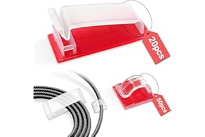 WOUMON 70 Piezas Clips de Cable Autoadhesivos, Clips de Alambre Adhesivos, Organizador de Cables para Hogar y Oficina (Transparente)