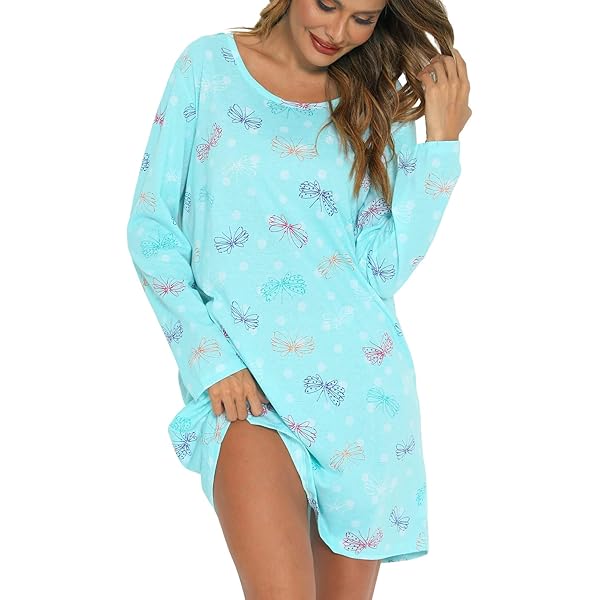 ENJOYNIGHT Camicia da notte da donna in cotone a maniche corte...: Camicia Da Notte Donna Manica LungaENJOYNIGHT Camicia da notte da donna, a maniche lunghe, in