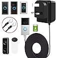 Xzgm Video Doorbell Power Adapter, 24V 500MA Doorbell Transformer,for Most Versions of Ring Doorbell and Thermostat (10M extension cable Black)