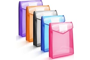 ‎VICLOON Vicloon Sichttasche Dokumenten, 5 Stück Dokumententasche A4 Dokumentenmappe Kunststoff Sammelmappen mit Etiketten und Druckknopf für Dokument Organisieren (Vertikal) (Blau+Lila+Weiß+Rosa+Orange)
