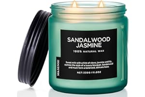 M&SENSE Candela profumata al sandalo e al gelsomino, regalo per la casa nuova, capaci di creare un'atmosfera calda e avvolgente, candela di cera di soia naturale, durata fino a 70 ore