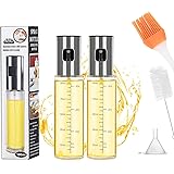 Sosayet Oljespray för luftfritös, 2 stycken 100 ml spruta med borstar och tratt, sprayflaska vinäger för matlagning grillning