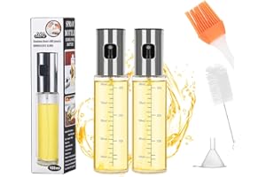 Sosayet Ölsprüher zum Kochen, 2 Stück Öl sprühflasche Glas für Heißluftfritteuse, Olivenöl Ölspray für Speiseöl Öl- und Essigsprüher, 100ml Professioneller Ölsprüher für Grillen Braten BBQ