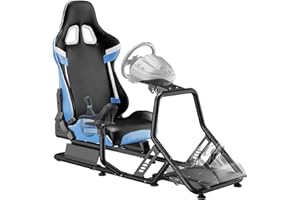 ARES WING Racing Simulator Cockpit mit Sitz, SIM Racing Cockpit Kompatibel mit Fanatec, Thrustmaster, Logitech, Moza Racing Games Kompatibel mit PS5, PS4, Xbox und PC, Blau