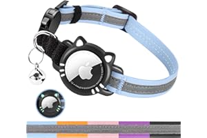 Ytanest Luminous AirTag Cat Collar,Reflective and Breakaway Cat Collar with Apple Air Tag Holder, GPS Tracker Collars with Safety Elastic Band for Cats, Kittens and Puppies, Blue, XS(7-9 Inch)