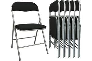 MAKA CHANGE YOUR LIFE QUALITY MAKA Set 6 Sedie Pieghevoli da Interno Apri e Chiudi, Imbottite su Schienale e Seduta, Chiusura Compatta 6 cm, Peso 3 kg, Sedie Richiudibili Salvaspazio Ideali per Casa e Ufficio (Nero)