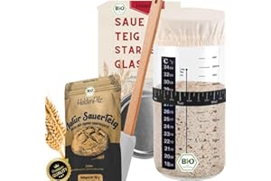 ‎HELDENPILZ HeldenPilz® Sauerteig Starter Set – 600ml Gärglas, Spatel & Thermometer | Bio-Roggen Sauerteig inkl. Anleitung & Rezepten | Brotbacken leicht gemacht | 100% natürliche Zutaten, nachhaltig