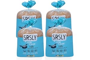 SRSLY Low Carb 50/50 Bread Rolls - 2g Carbs & 130 Kcals Per Roll - Freshly Baked Soft & Fluffy – Sugarwise Certified Reduced Sugar - High Protein - 4 Packs of 4 Large Rolls