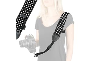 USA Gear Sangle Appareil Photo Courroie Epaule pour Appareil Photo Reflex et Bridge - Compatible avec Nikon D5600, D500, Canon 700D, 1300D, Lumix et Plus - Pois