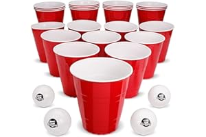 GOPONG GoBig Giant Red Party Cups Packs with 4 XL Pong Balls - Pick 110oz or 36oz Sizes - Giant Cups for Beer Pong, Flip Cup or Novelty Use