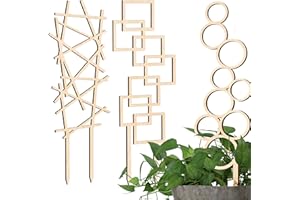 Decorify Treillis Plantes Grimpantes 3 Pièces - Treillis en Bois Plante Grimpante Interieur - Décoratif Petits Treillis pour Fleurs en Pot - 44/40,5/39 cm - Zigzag/Frame/Bubble - Naturel