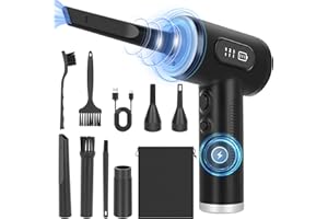 UXWEN Electronics Compressed Air Dusters for PC Cleaning, 3-Speed Cordless 100000 RPM Rechargeable Air Blower Cleaner with LED Light for Keyboard Laptop Car and Home Use