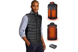 Loowoko Chaleco calefactable hombre con bateria 10000mah, chaqueta calefactable sin mangas ligera, 3 niveles de calor + 4 zonas, Para trabajar al aire libre, ciclismo, moto y esquí