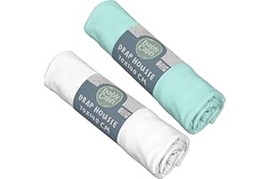 babyCalin - Set 2 lenzuola con angoli Bianco/turchese 70x140x17 cm