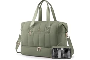 LOVEVOOK Reisetasche Damen, Weekender Tasche, Große Puffer Handgepäck Reisetaschen mit Schuhfach & Nassfach, Kliniktasche Geburt, Sporttasche, Travel Bag für Reisen, Urlaub, Wochenende, Fitnessstudio