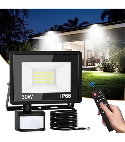 UDIYO 50W LED-spot met bewegingsmelder, 5000LM LED-schijnwerper met