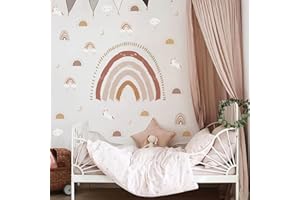 funlife Grands autocollants muraux bohèmes arc-en-ciel à décoller et à coller, demi-soleil et nuages de pluie, décoration murale pour chambre de fille, chambre d'enfant, salle de jeux