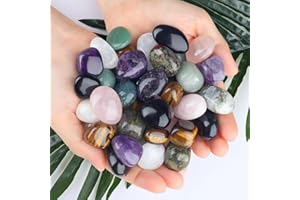 ‎GUJOXILA GUJOXILA Edelsteine für Kinder 400g Trommelsteinen Kristalle 1.5–2.5 cm Unregelmäßige Glückssteine Edelstein Bunter Dekosteine für Kindergeburtstag Adventskalender Füllung Kinder Schatzsuche