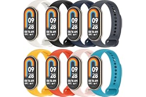BABEJIA 8-10PCS Bracelets Compatible avec Xiaomi Smart Band 8, Bracelets pour Xiaomi Mi Band 8, Bracelets Mi Band 8, Doux, Respirant, Longueur réglable