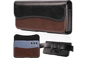 INGIDO Handy Gürteltasche Premium Leder Tasche mit Gürtelclip Handytasche für iPhone 15, 15 Pro, 14, 14 Pro, 13, 13 Pro, 12, 12 Pro, 11, 11 Pro, XR, Galaxy S24, S23, S22, Braun-Schwarz -M