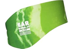 AUDILO Ear band-It ULTRA 100% NÉOPRÈNE Natation Bandeau plus épais, plus fort | Protection contre l'eau recommandée pour la douche, piscine, plage | Taille enfants et adulte | Vert (Tie Dye), Large