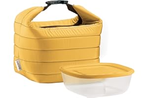 Guzzini, Petit Sac Isotherme A/Compartiment Fraicheur Handy, (Bag) 22 x 18 x h22 cm; (Container) 19,6 x 19,6 x h7 cm - 1400cc, Ocre