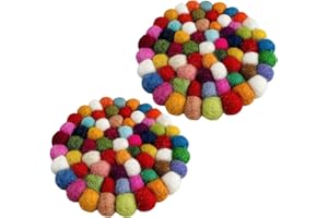 ARRDERLY 2 Stück Woll-Tischuntersetzer, Filz-Untersetzer, handgefertigte Filzuntersetzer für Getränke, Filzuntersetzer rund, Regenbogen-Filz-Untersetzer