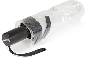 Isotoner Parapluie solide, transparent, ouverture/fermeture manuelle,