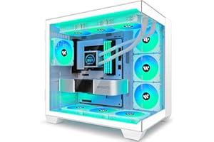 KEDIERS PC Gehäuse- vorinstalliert 9 ARGB-Lüfter, ATX Mid Tower Gaming Gehäuse, mit doppeltem gehärtetem Glas Vollbild Computergehäuse,H9 (Weiß)