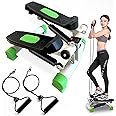 SKY LAND Steppers for Exercise, Mini Stair Stepper With Resistance Rope, Desk Step Machine with Dual Resistance Bands, Full Body Cardio Workout Equipment With LCD Display- EM-2182