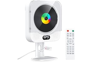 KOVCDVI CD Player mit Bluetooth Radio mit CD Player CD-Player für Wandmontage mit Lautsprecher FM-Radio USB-Wiedergabe TF-Kartenwiedergabe AUX-Wiedergabe LCD-Bildschirm Fernbedienung Staubschutzhülle