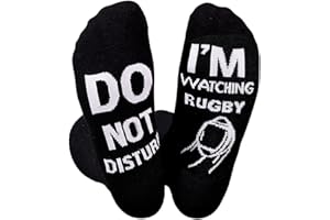 Himozoo 'Do Not Disturb I'm Watching Rugby' Socks Novelty Funny Socks for Men Women Rugby Lovers Gifts, Cotton Mid Calf Sock Size 9-12