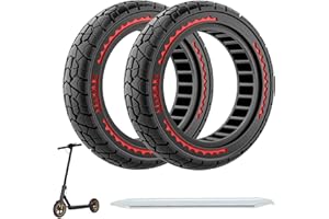 ‎OUXI OUXI 10X2.125 Off Road Reifen für Elektroroller Ninebot F20/F30/F40/F65, 10 Zoll Vollgummireifen für Vorder- und Vollgummireifen für Elektroroller Tubeless(Rot 2 Stück)