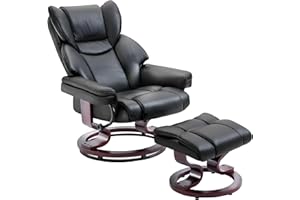 Blisswood Recliner Armchair, Swivel Recliner Chair with Footstool, Recliner Sofa Chair, High Back Ergonomic Couch Bed upto 160 Kg Weight Capacity with Tilting Lock Armchair for Living Room