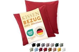 Blumtal Federe Cuscini Divano 50x50 cm - Set di Copricuscini per Divani in Microfibra a 2 Pezzi con Chiusura a Zip, certificati Oeko-Tex, extra morbidi e lavabili - Rosso