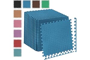 Fk Sports 25mm Extra Thick Gym Flooring Mat, Leaf 60x60cm (Blue, 8pcs | 32 sq.ft) Non-skid mats, Soft Cushion EVA Rubber foam, Interlocking Puzzle Floor Tiles, for home Yoga Workout