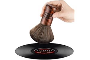 NiHome Large Vinyl Record Cleaning Brush, Anti-Static Soft LP Record Cleaner, Ultra-Fine Fiber Bristles Vinyl Dust Remover Brush, Safe for Vinyl LP CD Album, Beech Wood Handle Retro Design (Red/Black)