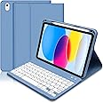 Keyboard Case for iPad 10th Generation 10.9“ 2022, Case with UK Layout Keyboard for iPad 10.9, Slim 10.9 inch Case with Bluetooth Detachable Keyboard with Pencil Holder for ipad 10th Gen 2022-Blue
