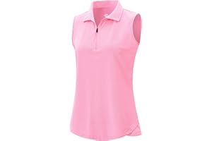 AjezMax Polo Femme sans Manches avec 1/4 Zipper d'été Sport Débardeur Golf Tennis Tops Gym Yoga T Shirt