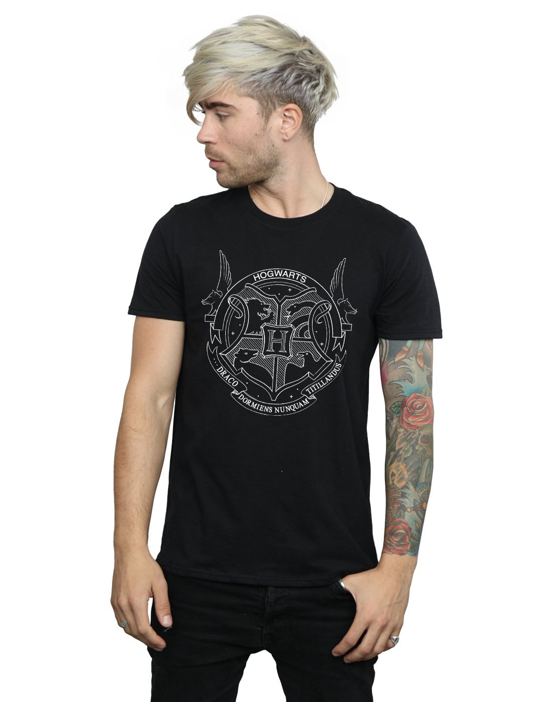 Absolute-Cult-Harry-Potter-Herren-Hogwarts-Seal-T-Shirt