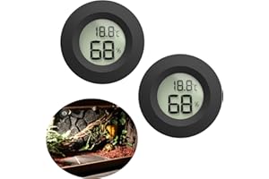 IHMEIJU Reptile Tank Accessories, 2pcs Reptile Thermometer and Humidity Gauge, Bearded Dragon Tank Thermometer Humidity Gauge for Jumping Spider, Leopard Gecko, Hermit Crab, Gecko, Ball Python, Lizard.(Black)