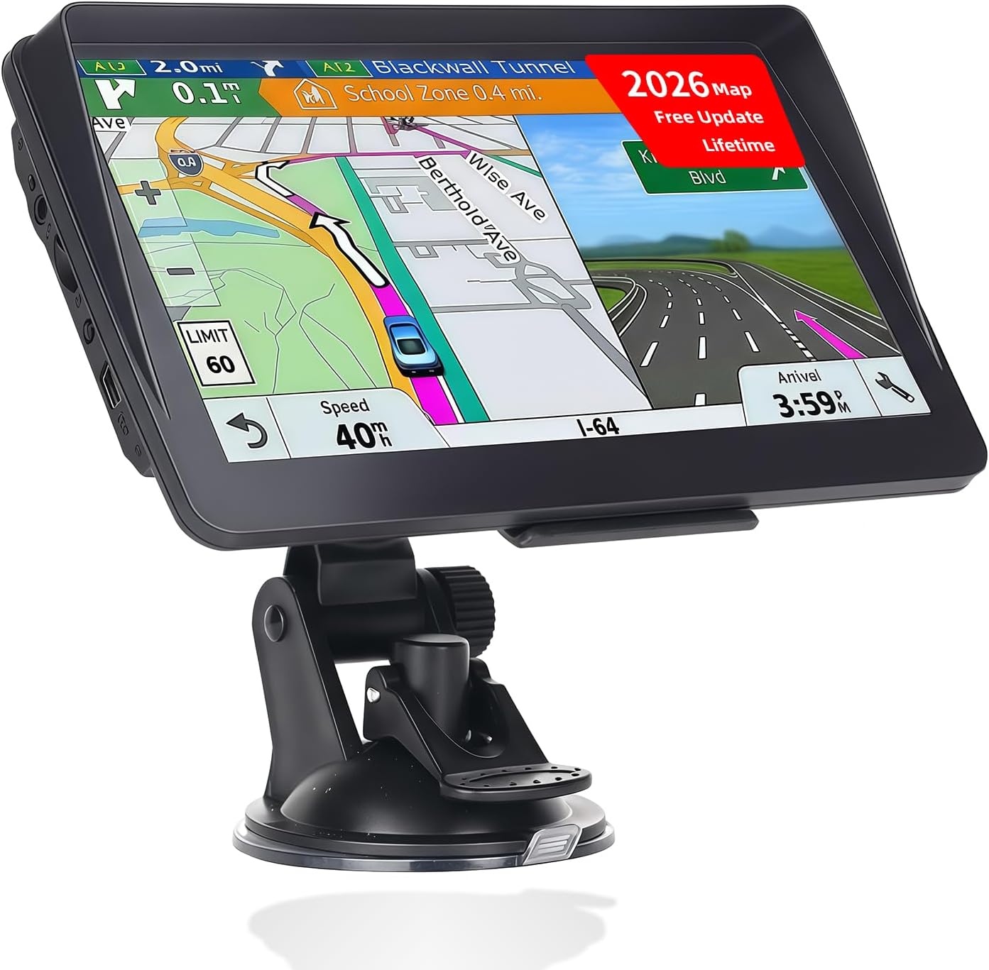 IGEAIIE 7 Inch Sat Nav for Car & HGV Truck Navagation, HD GPS System with UK & Europe Maps 2026, Lifetime Free Updates, Postcode Search, Voice Guidance, Speed Camera Alerts & POI