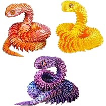 2 Stück 3D Gedruckte Schlangen-Spielzeuge – Flexibel, Aus PLA, Lila & Schwarz, Ca. 30 Cm, Fidget Toy Für Kinder & Erwachsene