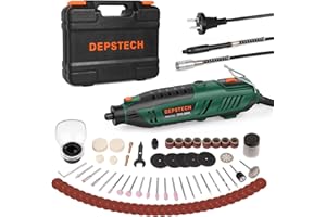 DEPSTECH Multifunction Rotary Tool, 200 W, 6 Variable Speeds, 10000 - 40000 rpm, Multitool Set with 128 Accessories, for Engraving, Drilling, Cutting, Grinding, Engraving, Polishing, Sharpening
