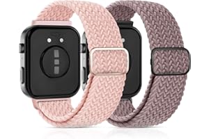 2-Stück Geflochtenes Bänder Kompatibel mit Huawei Watch Fit 4/4 Pro/Fit 3 Armband, Elastisch Nylon Armbänder Zubehör Weiches Stoff Uhrenarmband für Damen Herren