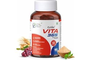 Fytika Vita 365-60 Tablets (Pack of 1) Multivitamin For Men and Women With Ashwagandha, Ginseng, Probiotics & Prebiotics and Biotin Enhances Energy, Immunity and Digestion